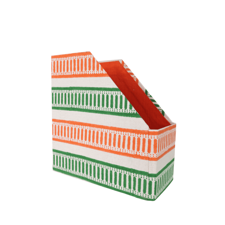 Indha Handcrafted Magazine Holder Tri-Colour | Eco Friendly Magazine Holder | Reprocessed Wood Magazine Holder | Corporate Gifting | Independence Day Gifting | Republic Day Gifting | National Days Gifting
