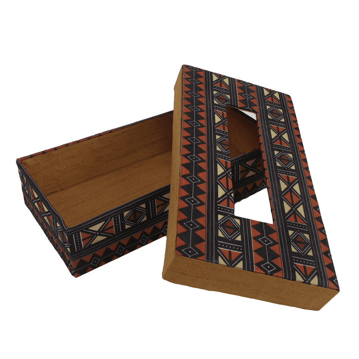 INDHA Tissue Box Geometric Print | Designer Printed Tissue Box | Home Utility | Car Utility | Handmade Gifting | Multicolour Tissue Box | Utility Product | Handcrafted Tissue Box