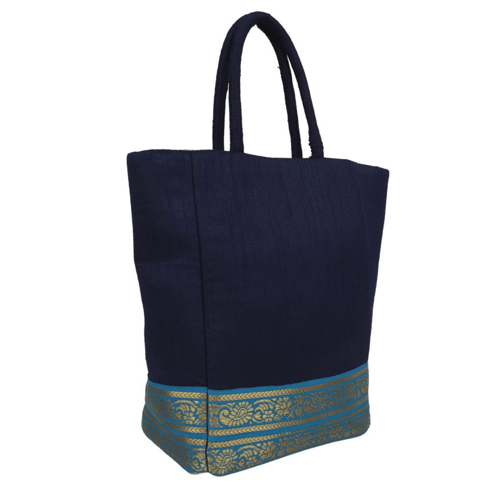 Indha Dupion Silk Handbag in Elegant Blue,Small Handbag for Corporate Gifting and Special Occasions