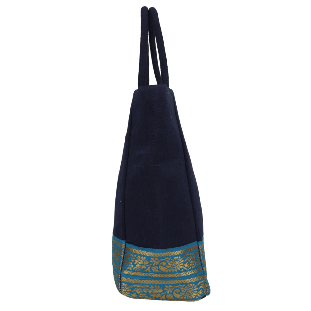 Indha Dupion Silk Handbag in Elegant Blue,Small Handbag for Corporate Gifting and Special Occasions