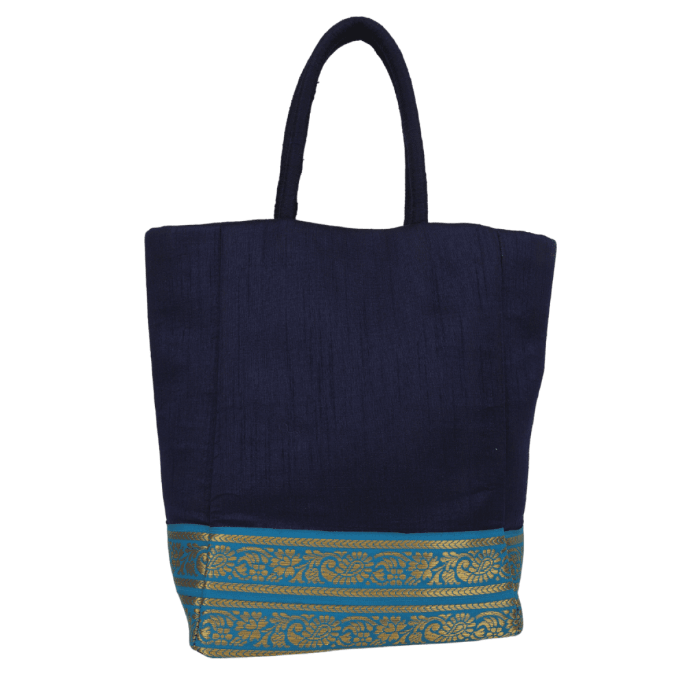 Indha Dupion Silk Handbag in Elegant Blue,Small Handbag for Corporate Gifting and Special Occasions