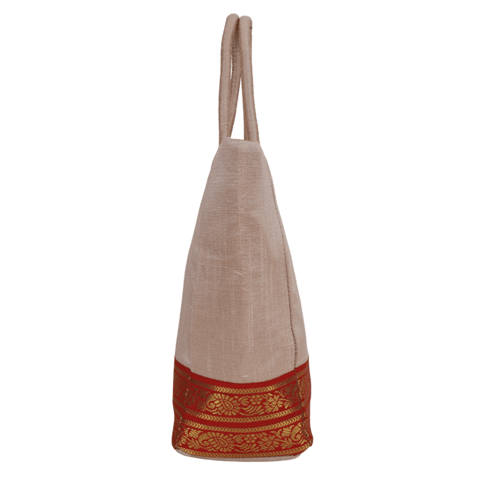 Indha Dupion Silk Handbag Peach,Small Handbag Parisian Knot, Kolkata Embroidery,Corporate Gifting Bags, Special Occasions Gifting Bag