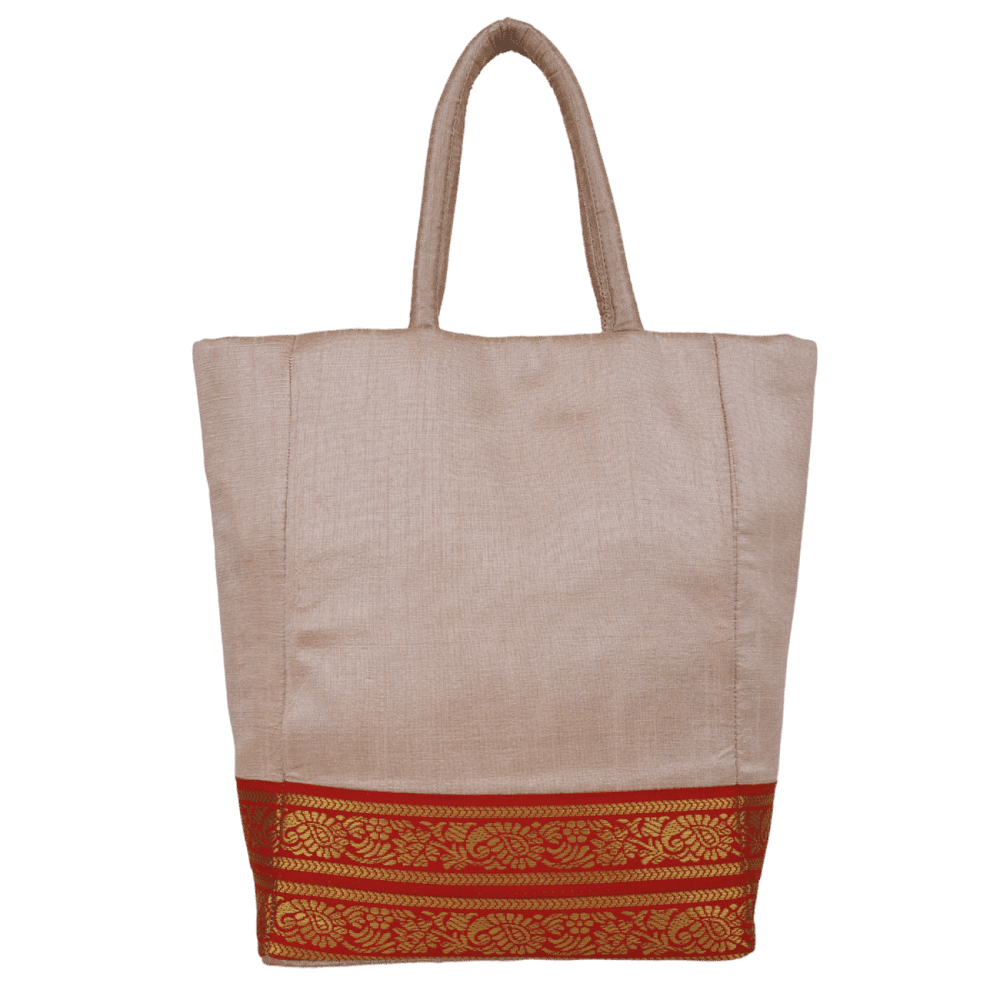 Indha Dupion Silk Handbag Peach,Small Handbag Parisian Knot, Kolkata Embroidery,Corporate Gifting Bags, Special Occasions Gifting Bag