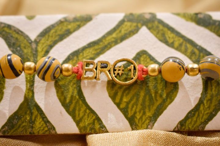 Indha Handcrafted Handmade Wooden Beads Rakhi |Handmade Band |Celebrate Brotherhood