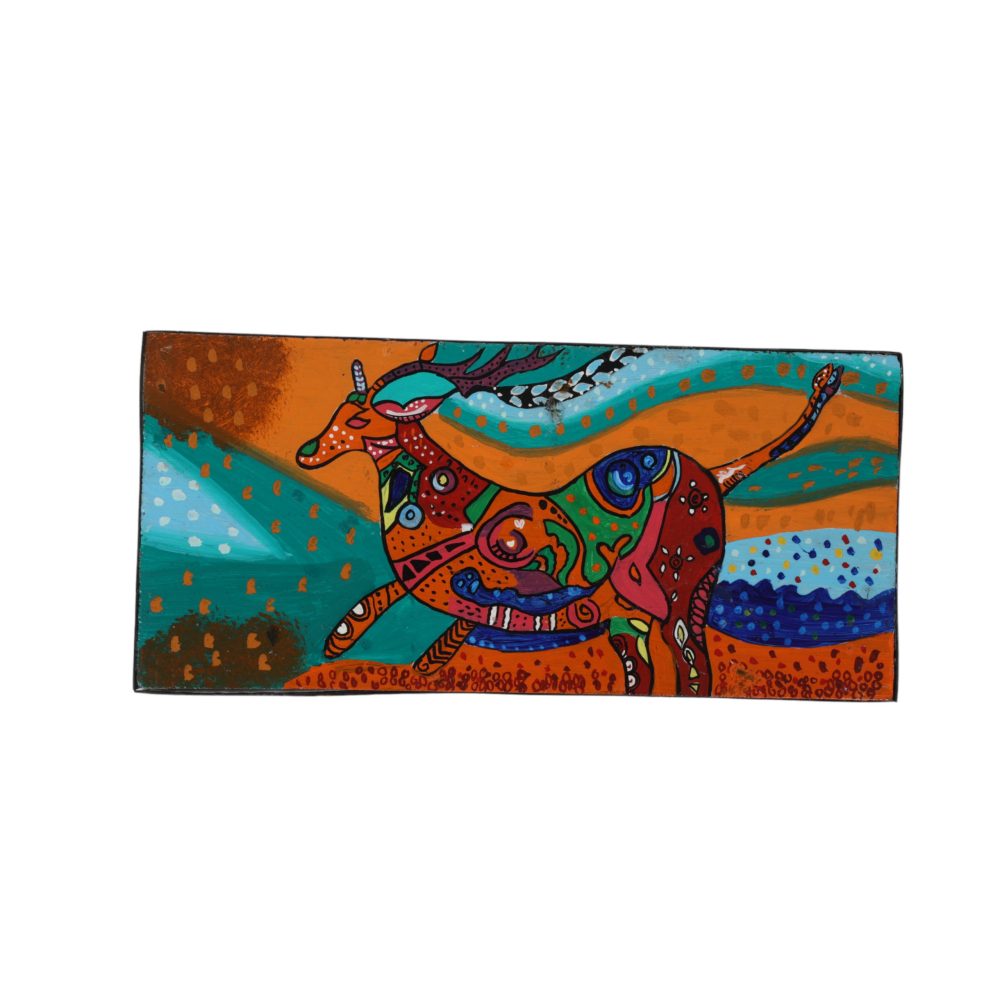 Indha Hand Painted Wall Decor | Wall Art &amp; Painting Deer Print | Sustainable Wall Painting For Drawing Room &amp; Living Room | Small Wall Painting |