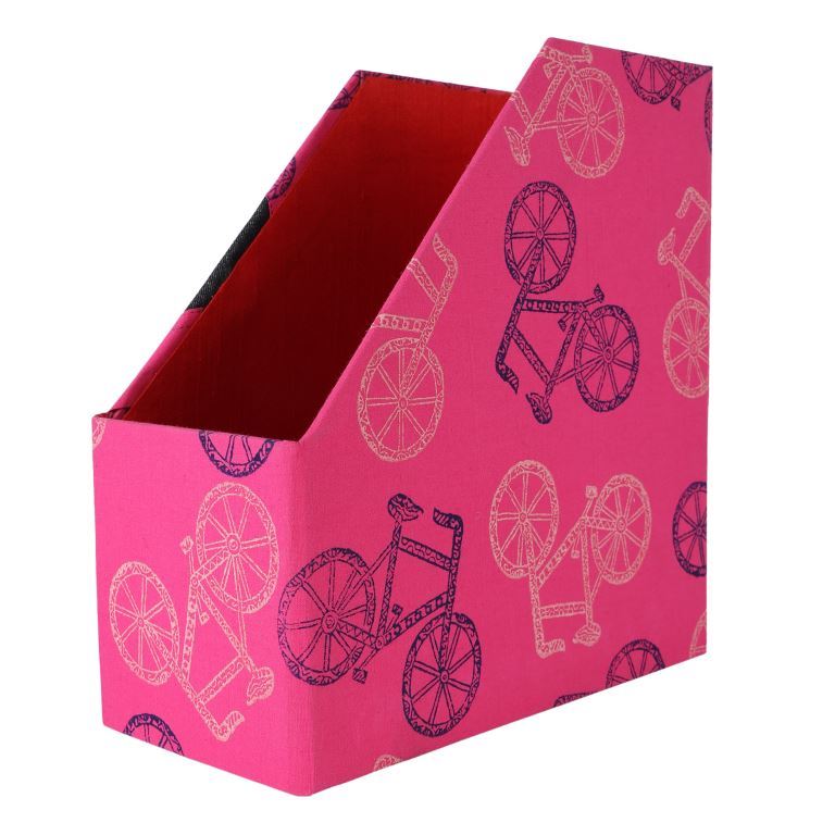 INDHA Handcrafted Magazine Holder |Block Printed Magazine Holder | Hand Embroidered Chain Stitch Work Multicolor Cycle Design Motif