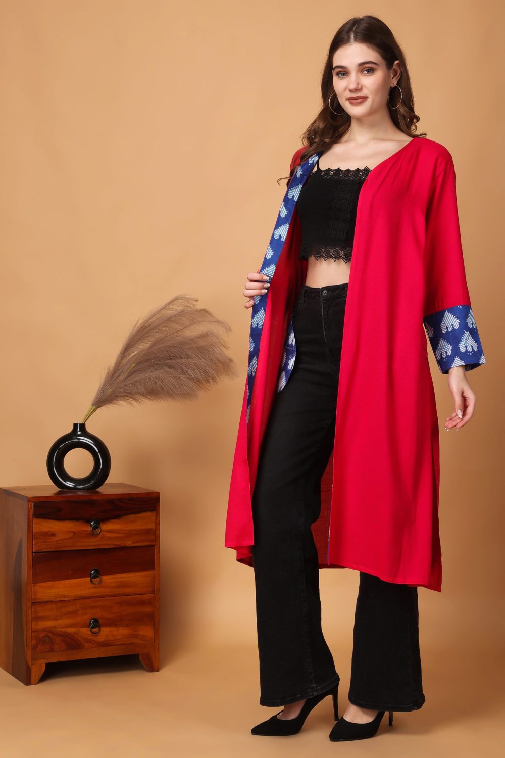 Indha Shrug | Pink Rayon Shrug | Full Sleeve Shrug | Shrugs For Women | Traditional Shrugs | Gifting | Fashion Wear | Indo Western Shrug | Fashion Apparel | Ethnic Shrug-XXL