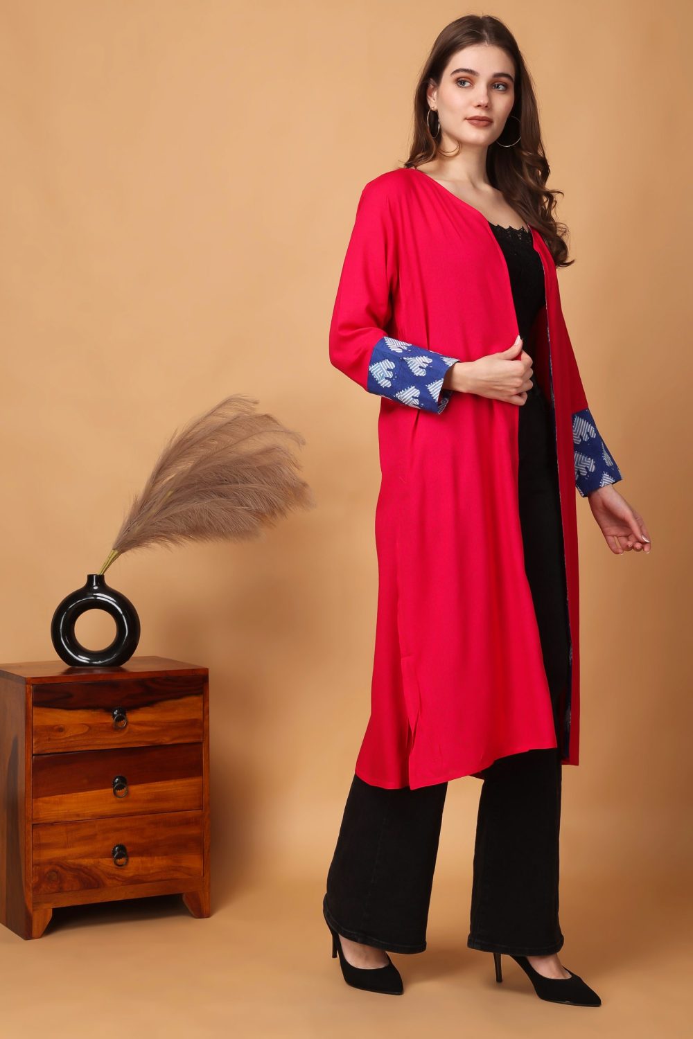 Indha Shrug | Pink Rayon Shrug | Full Sleeve Shrug | Shrugs For Women | Traditional Shrugs | Gifting | Fashion Wear | Indo Western Shrug | Fashion Apparel | Ethnic Shrug-XXL