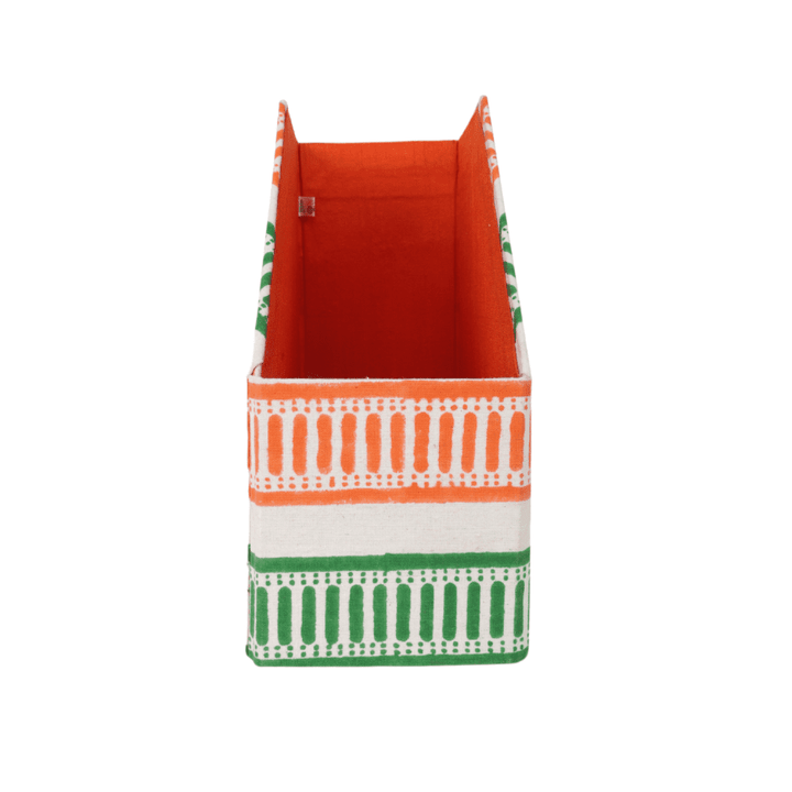 Indha Handcrafted Magazine Holder Tri-Colour | Eco Friendly Magazine Holder | Reprocessed Wood Magazine Holder | Corporate Gifting | Independence Day Gifting | Republic Day Gifting | National Days Gifting