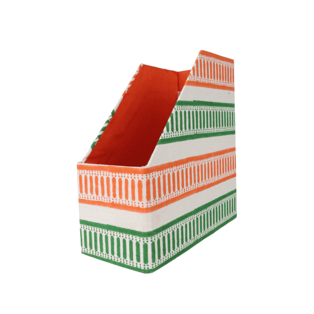 Indha Handcrafted Magazine Holder Tri-Colour | Eco Friendly Magazine Holder | Reprocessed Wood Magazine Holder | Corporate Gifting | Independence Day Gifting | Republic Day Gifting | National Days Gifting