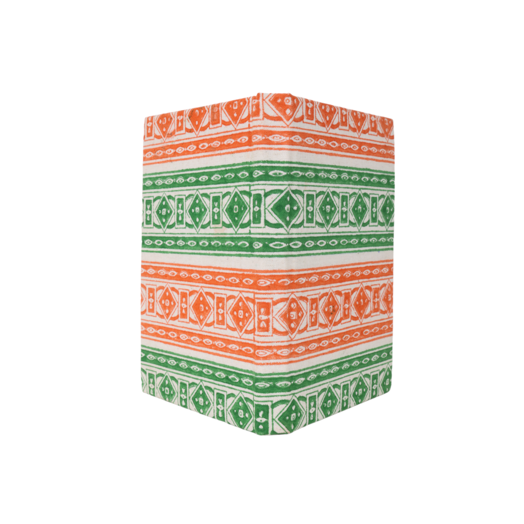 INDHA Tri-colour Block Printed Diary | Handmade Tri-Colour Recycled Paper Diary | 50 Plain Pages | 5.0 x 7.0 inches | Tri-colour Corporate Gift Diary | Independence &amp; Republic Day Gifts