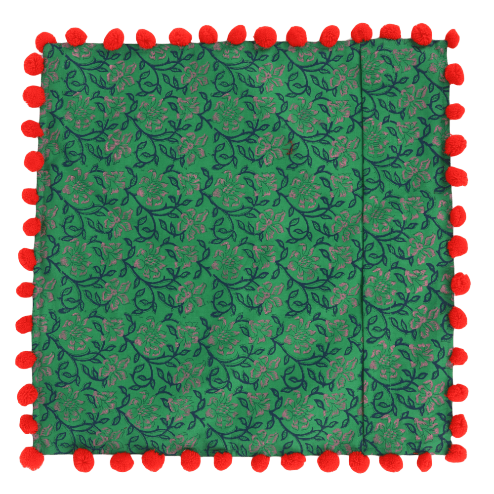 Indha Hand Block-Printed Cushion Cover Flower-Print | 16X16 Cushion Cover Set of 2 | Cotton Cushion Cover | Home Furnishing | Home Decor | Corporate Gifting