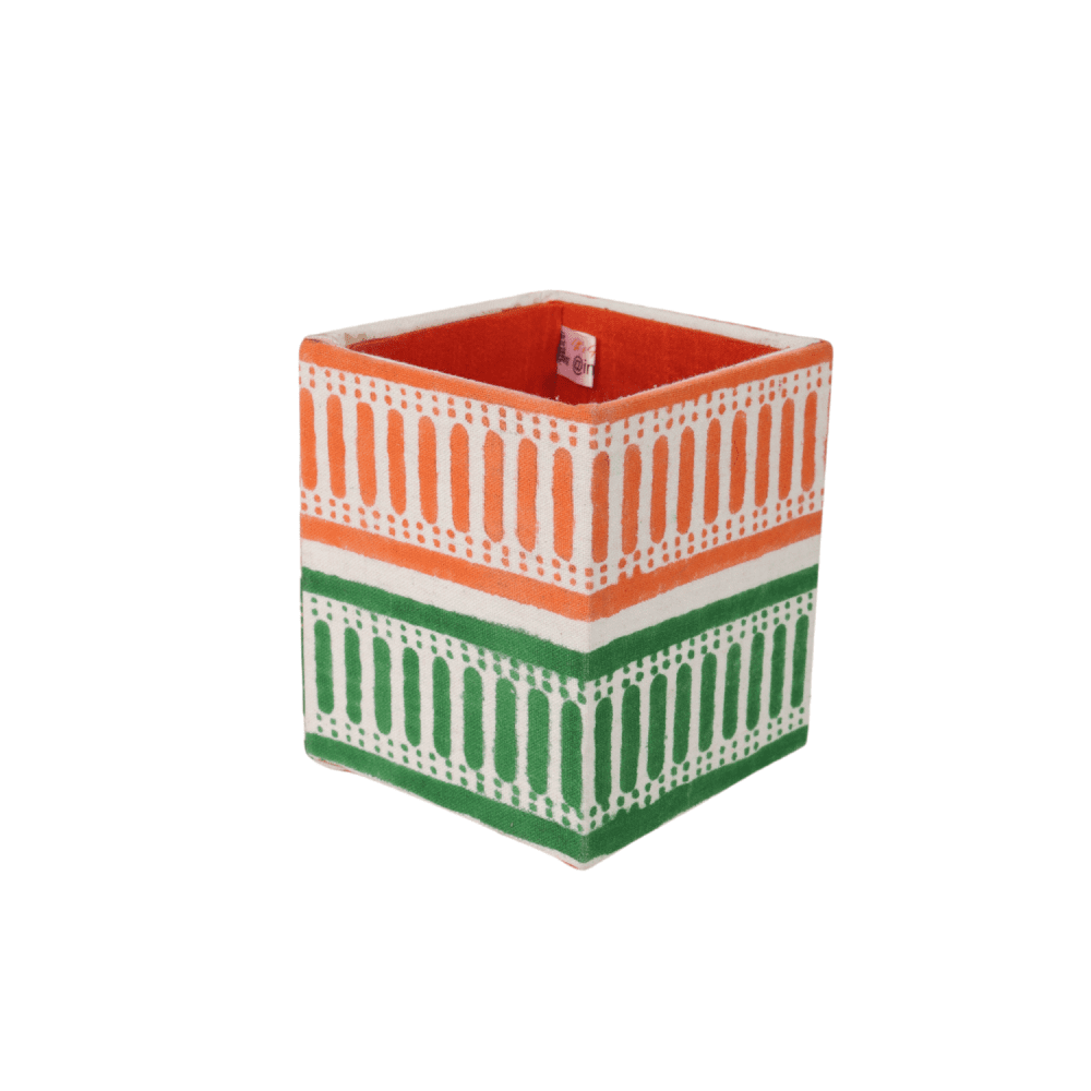 INDHA Tricolour Pen Stand | Independence Day Gift | Republic Day Gift | Sustainable Pen Stand| Cotton Pen Stand | Reprocessed Wood Pen Stand |