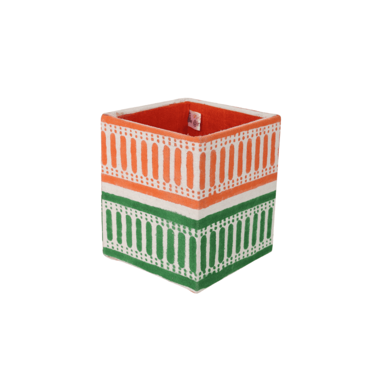 INDHA Tricolour Pen Stand | Independence Day Gift | Republic Day Gift | Sustainable Pen Stand| Cotton Pen Stand | Reprocessed Wood Pen Stand |