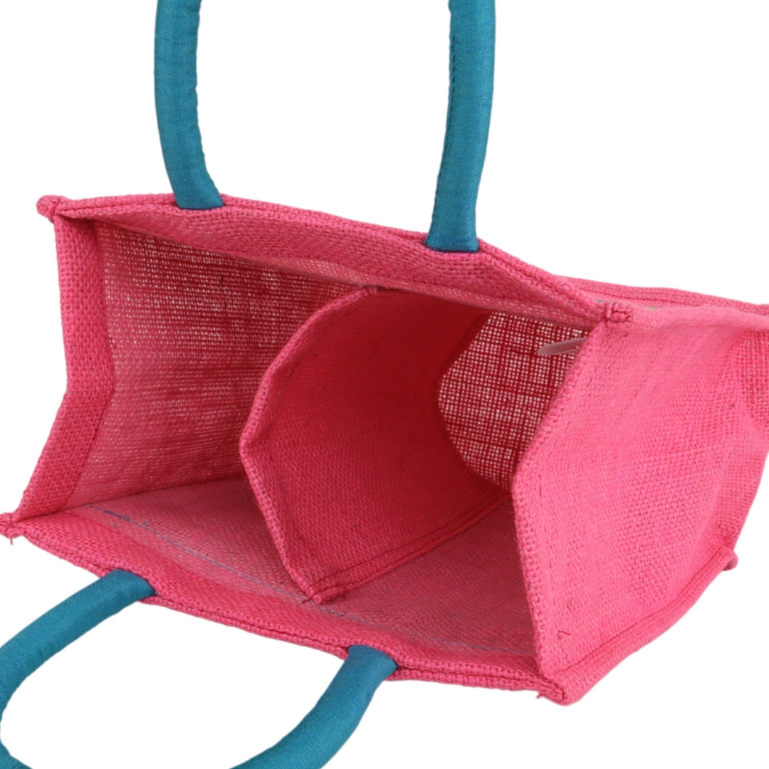 Indha Hand-Embroidered Jute Two-Bottle Carrier (Fits 750 ml) | Thermos + Water Bottle | Wine Gift Bag