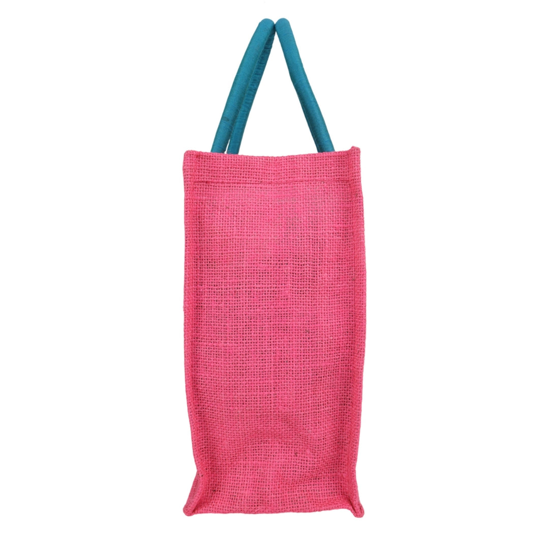 Indha Hand-Embroidered Jute Two-Bottle Carrier (Fits 750 ml) | Thermos + Water Bottle | Wine Gift Bag