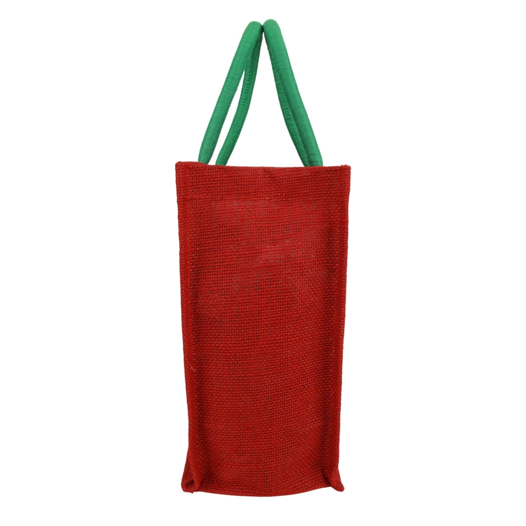 Indha Hand-Embroidered Jute Two-Bottle Carrier (Fits 750 ml) | Thermos + Water Bottle | Wine Gift Bag