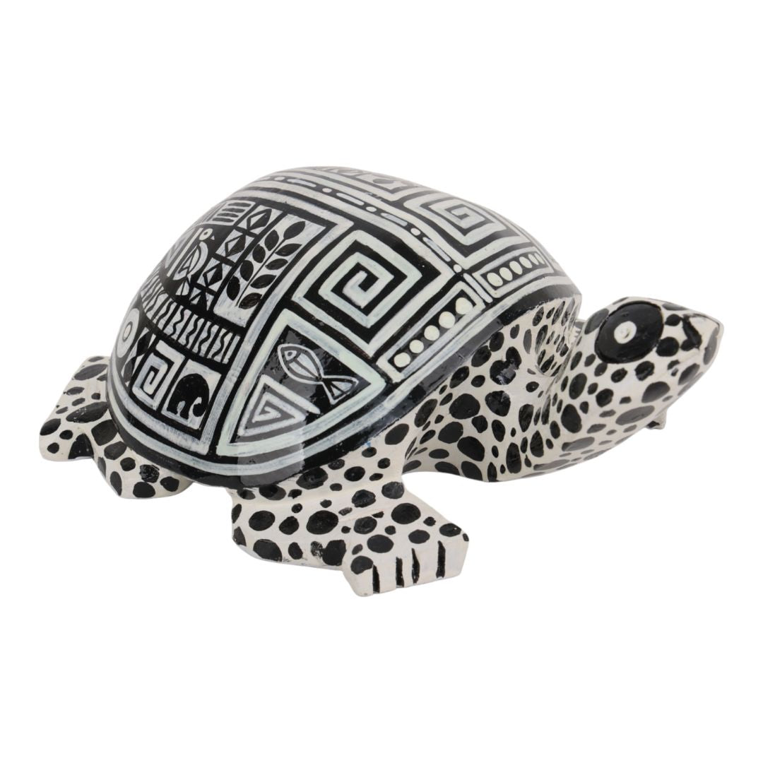 Indha Hand-Painted Wooden Turtle | Hand-Carved Table Décor & Paperweight | Cute Gift