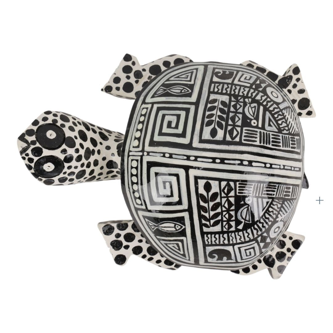 Indha Hand-Painted Wooden Turtle | Hand-Carved Table Décor & Paperweight | Cute Gift