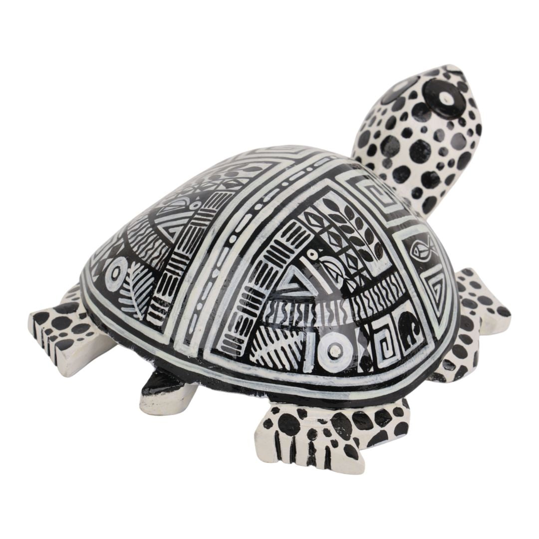 Indha Hand-Painted Wooden Turtle | Hand-Carved Table Décor & Paperweight | Cute Gift
