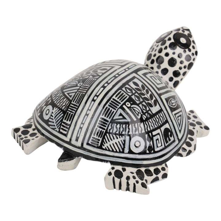 Indha Hand-Painted Wooden Turtle | Hand-Carved Table Décor & Paperweight | Cute Gift
