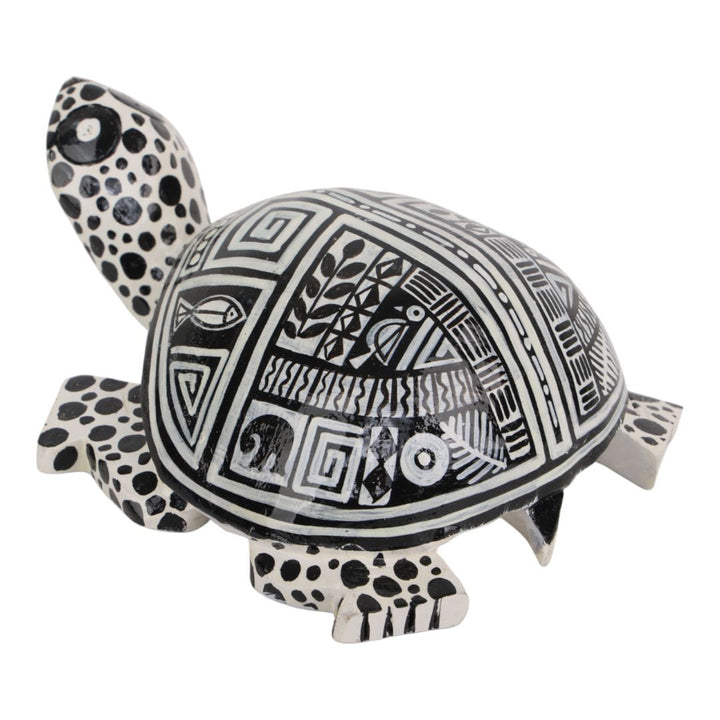 Indha Hand-Painted Wooden Turtle | Hand-Carved Table Décor & Paperweight | Cute Gift