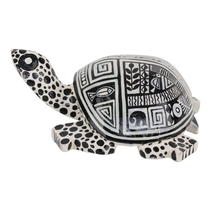Indha Hand-Painted Wooden Turtle | Hand-Carved Table Décor & Paperweight | Cute Gift