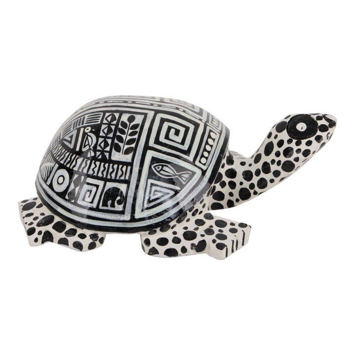 Indha Hand-Painted Wooden Turtle | Hand-Carved Table Décor & Paperweight | Cute Gift