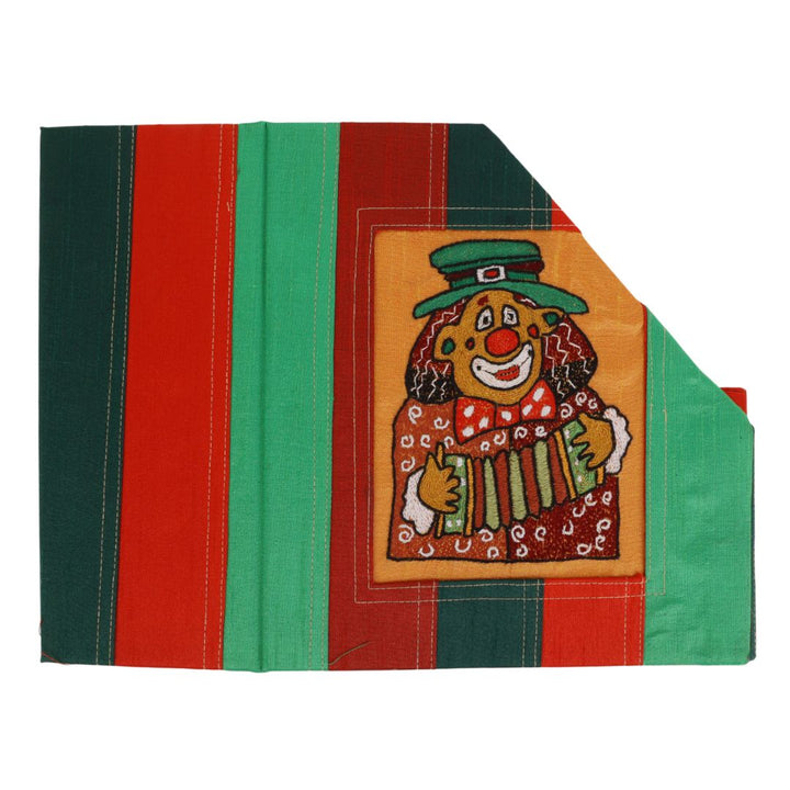 Indha Handmade Desk Organizer | Foldable Magazine Holder | Hand Embroidered Clown Motif | Gift for Kids & Employees