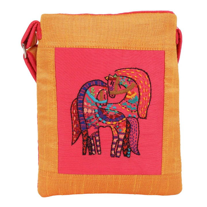 Indha Handcrafted Sling Bag | Twin Horses Hand Embroidered Design | Gift for Her