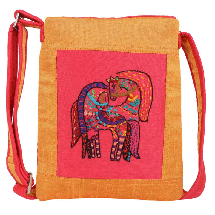 Indha Handcrafted Sling Bag | Twin Horses Hand Embroidered Design | Gift for Her