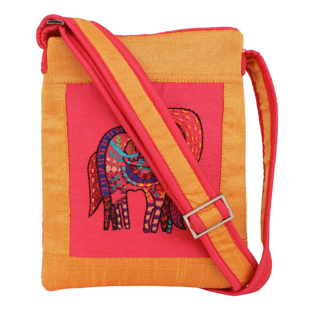 Indha Handcrafted Sling Bag | Twin Horses Hand Embroidered Design | Gift for Her