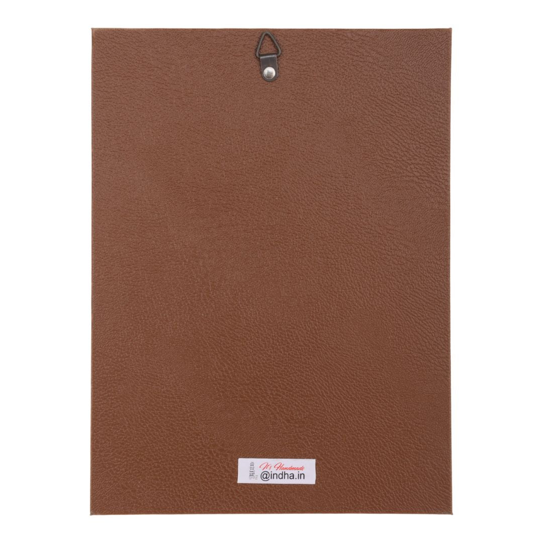 Indha Handcrafted Wall Décor | Floral Hand Embroidery on Silk | Wooden Frame + Vegan Leather Back Finish | Sustainable Décor