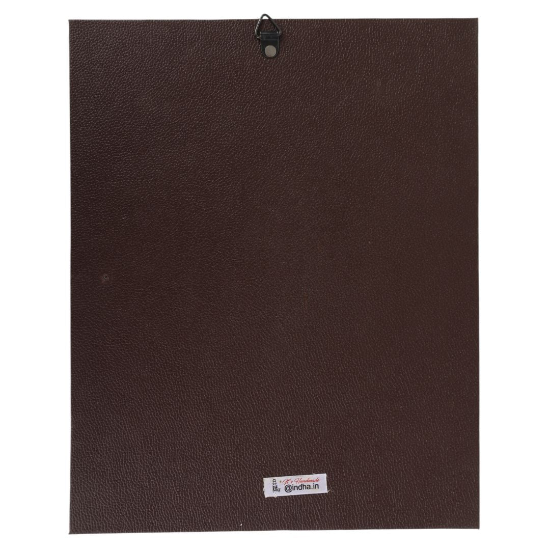 Indha Handpainted Floral Pot Wall Art | Upcycled Mouse &amp; MDF with Repurposed Wood Frame | Sustainable Home Décor with Vegan Leather Back