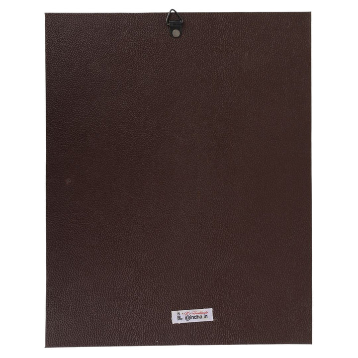 Indha Handpainted Floral Pot Wall Art | Upcycled Mouse &amp; MDF with Repurposed Wood Frame | Sustainable Home Décor with Vegan Leather Back