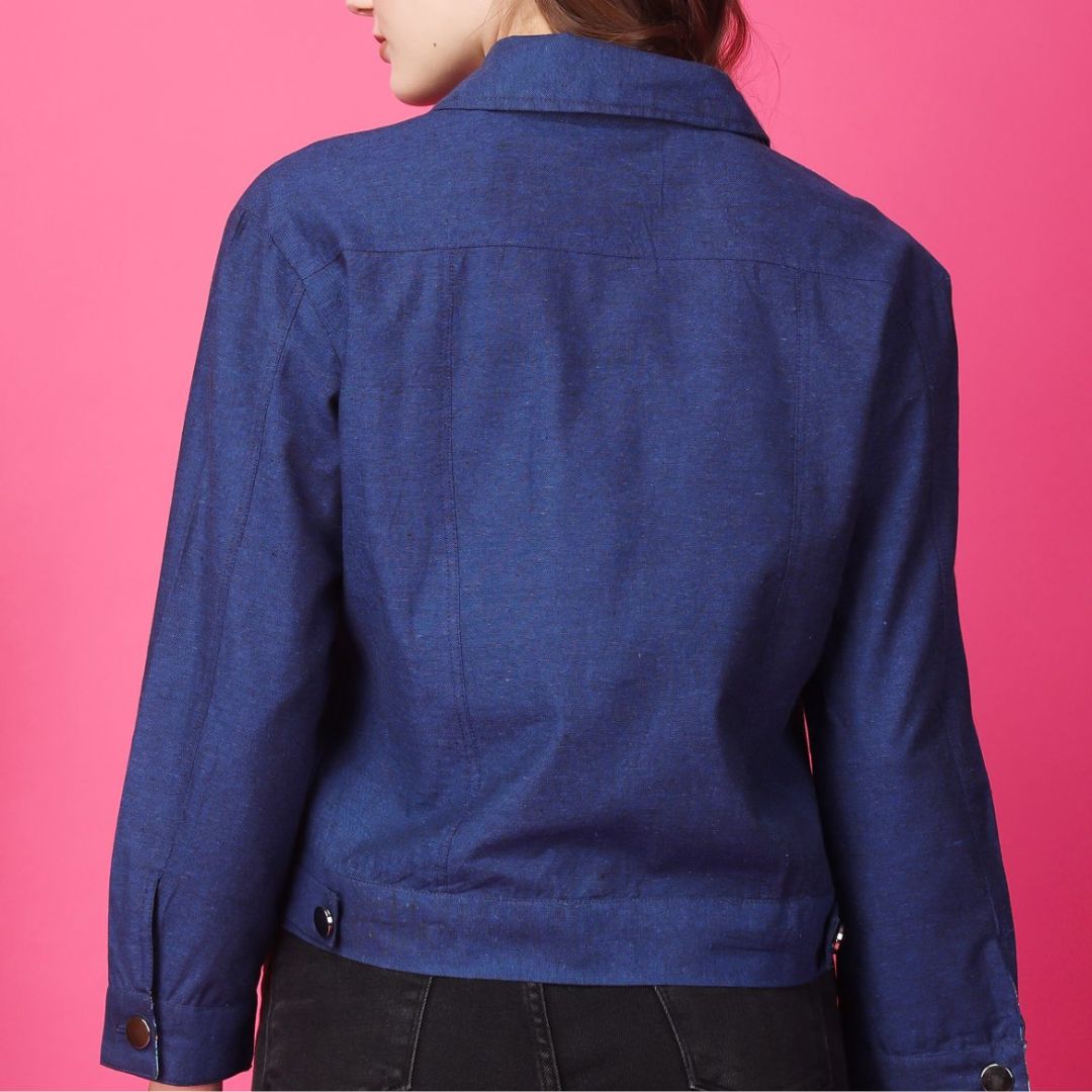 Indha Jacket| Blue Colour Denim Jacket | Full Sleeve Jacket| Jacket For Women | Traditional Shrugs | Gifting | Fashion Wear| Fashion Apparel | Short Jacket -XL