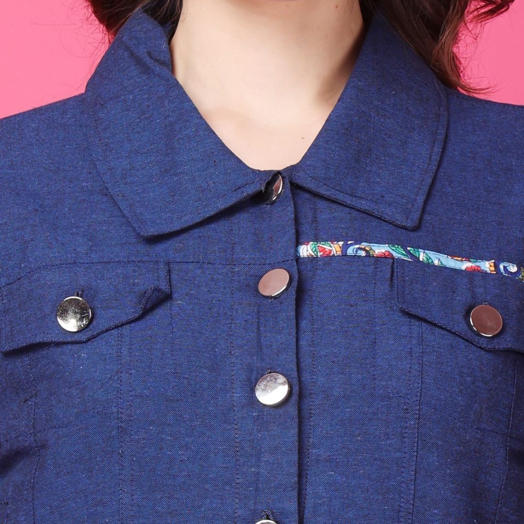 Indha Jacket| Blue Colour Denim Jacket | Full Sleeve Jacket| Jacket For Women | Traditional Shrugs | Gifting | Fashion Wear| Fashion Apparel | Short Jacket -XL