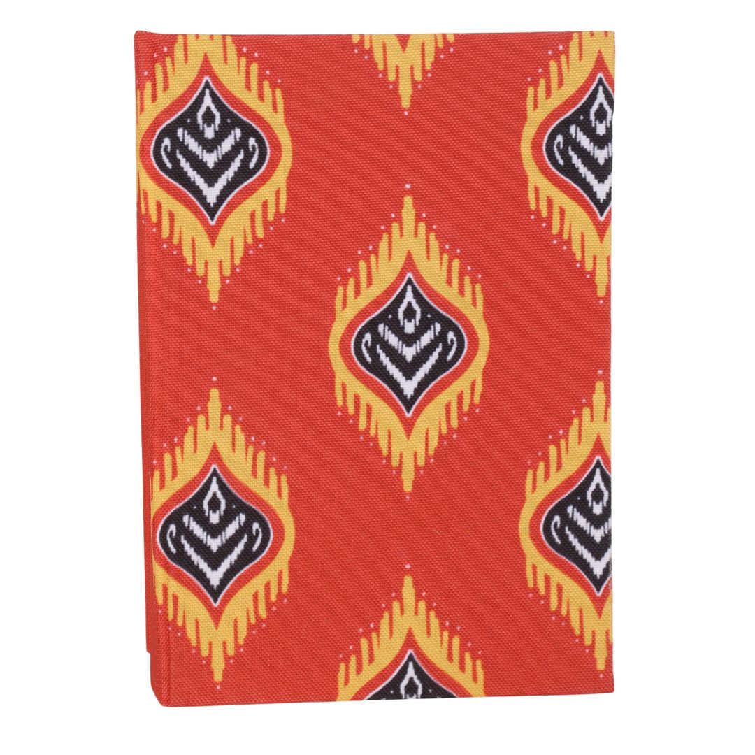 Indha Fold-Out Keep sake Photo Frame Folder – Orange Flame Abstract Print (Dupion Silk) | Gift for all seasons