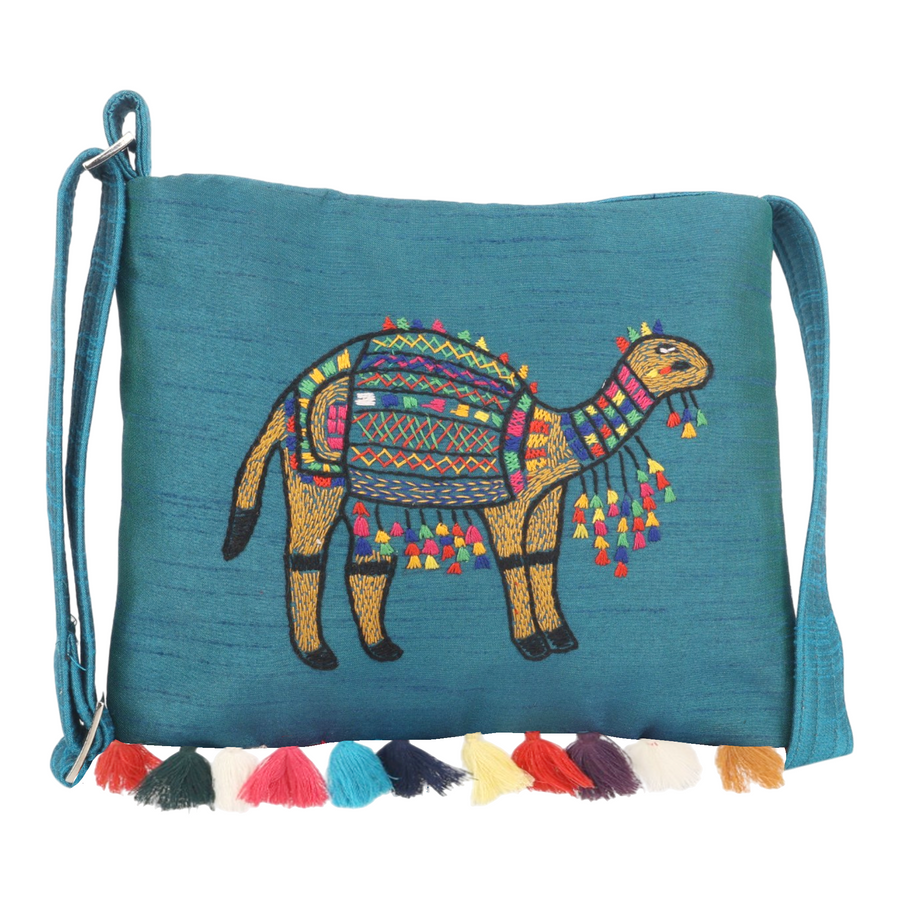 Handmade Sling Bag Small For Women Teal Green