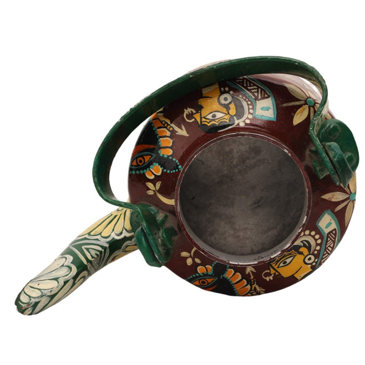INDHA Decorative Aluminium Hand Painted Kettle Kachchhi Ghodi Dance Form Theme Print | Hand-Painted Kettle Multicolour | Exquisite Design Kettle | Gift Piece | Home Decor