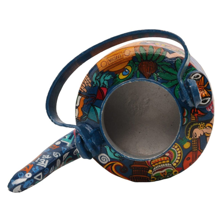 INDHA Decorative Aluminum Hand Painted Kettle Namaste India Theme Print | Hand-Painted Kettle Multicolour | Exquisite Design Kettle | Gift Piece | Home Decor