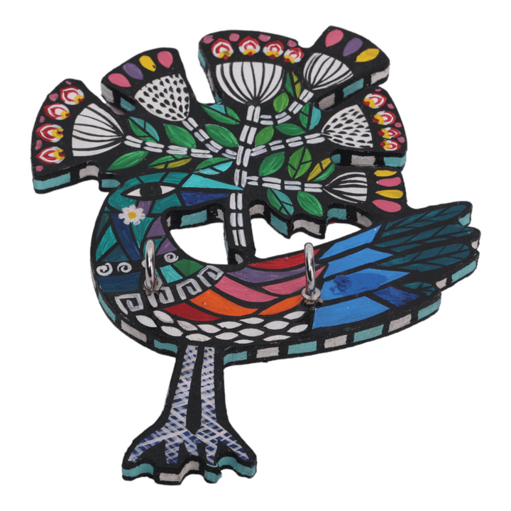 Indha Hand-Painted Bird Key Hanger - A Unique and Sustainable Home Organizer | Hand-Painted Bird Key Hanger - Eco-Friendly Home Décor | Unique Bird Design Key Hanger by Indha Artisans |