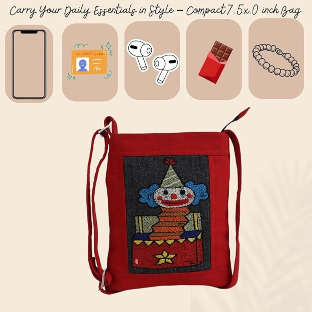 Girls sling bag with adjustable strap and zipper