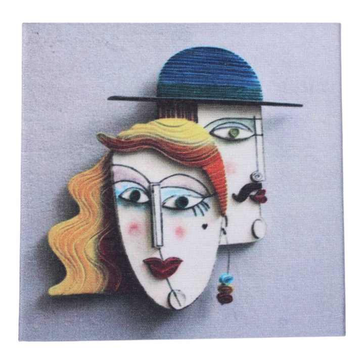 Indha Ethereal Elegance: Special Designs of Lady and Gent on Dupion Silk Coasters Set| Gift Set| Corporate Giveaways Coaster Set