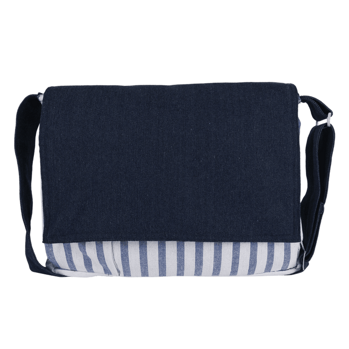 INDHA White & Purple Cotton Canvas Laptop Bag | Navy Blue Denim | 15-Inch Water-Resistant Laptop Bag | Eco-Friendly Travel & Office Bag for Men & Women | Corporate & Personal Gifting