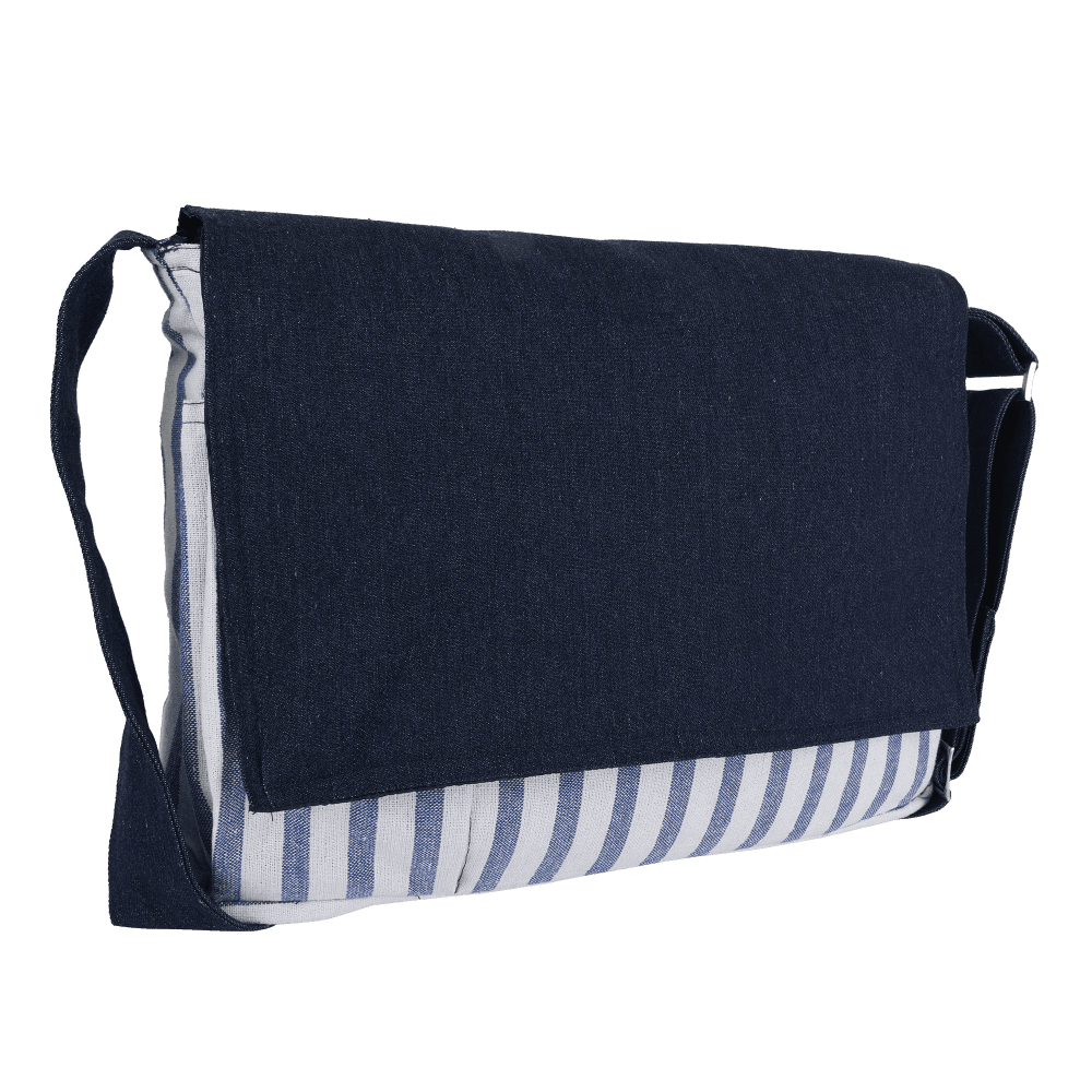 INDHA White & Purple Cotton Canvas Laptop Bag | Navy Blue Denim | 15-Inch Water-Resistant Laptop Bag | Eco-Friendly Travel & Office Bag for Men & Women | Corporate & Personal Gifting
