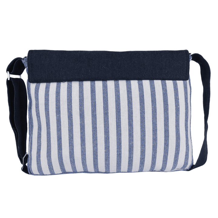 INDHA White & Purple Cotton Canvas Laptop Bag | Navy Blue Denim | 15-Inch Water-Resistant Laptop Bag | Eco-Friendly Travel & Office Bag for Men & Women | Corporate & Personal Gifting