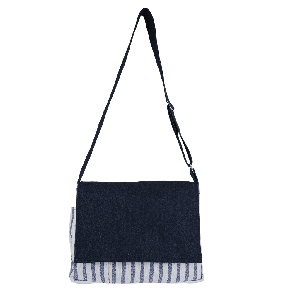 INDHA White & Purple Cotton Canvas Laptop Bag | Navy Blue Denim | 15-Inch Water-Resistant Laptop Bag | Eco-Friendly Travel & Office Bag for Men & Women | Corporate & Personal Gifting