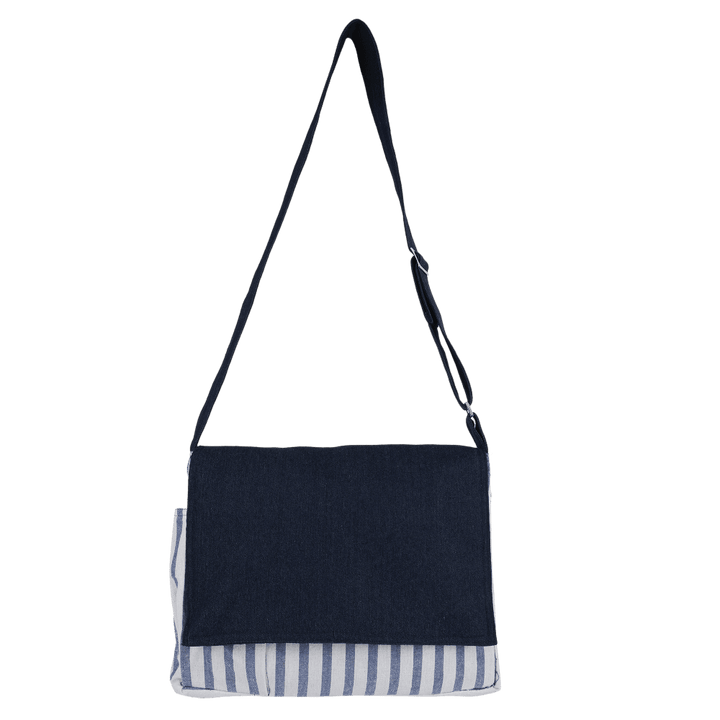 INDHA White & Purple Cotton Canvas Laptop Bag | Navy Blue Denim | 15-Inch Water-Resistant Laptop Bag | Eco-Friendly Travel & Office Bag for Men & Women | Corporate & Personal Gifting