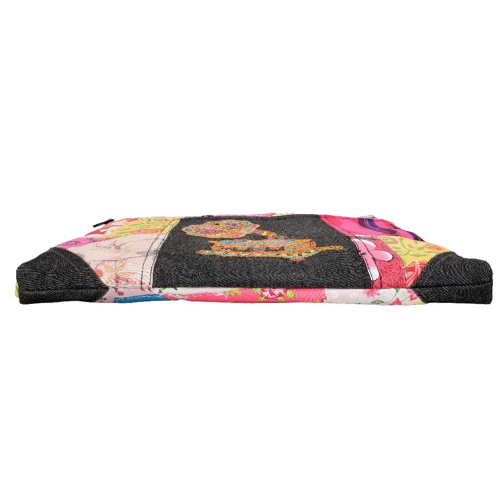 Indha Hand-Embroidered Laptop Bag – Cotton Patchwork with Gramophone Motif | 29 x 36 cm | Vintage-Inspired Eco-Friendly Bag